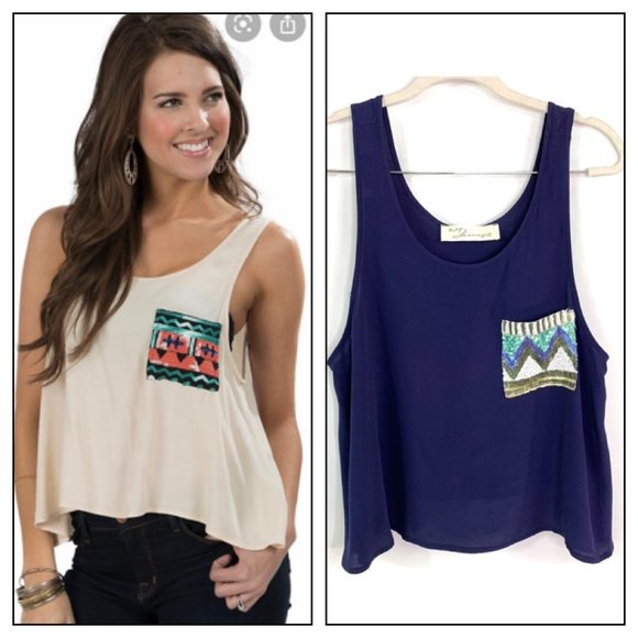 Vintage Havana Tops - 🎄5/$20 Vintage Havana Sequin Pocket Tank